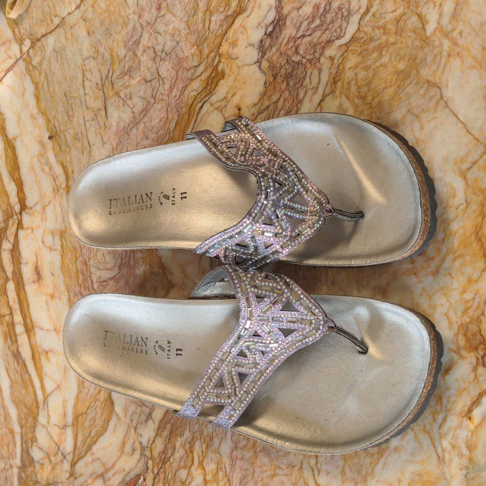 ITALIAN SHOEMAKER Silver Sandals, flip-flops, shoes-11